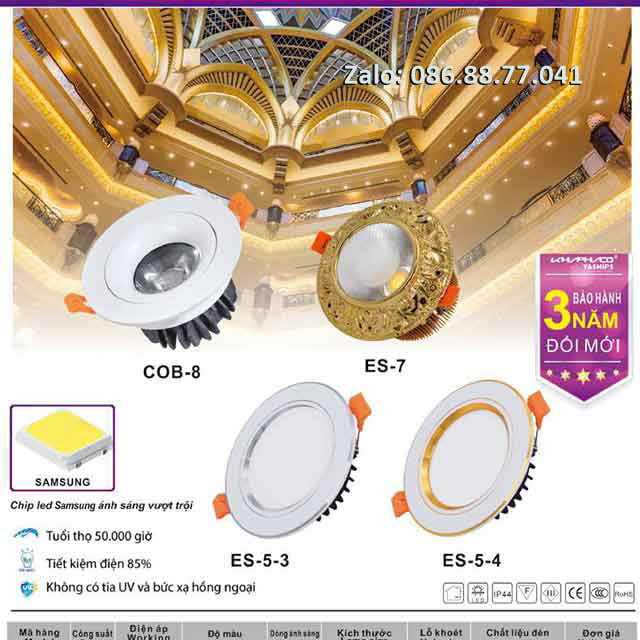 Đèn led âm trần 12W ES-5-3 8 den-am-tran-thach-cao-gia-re